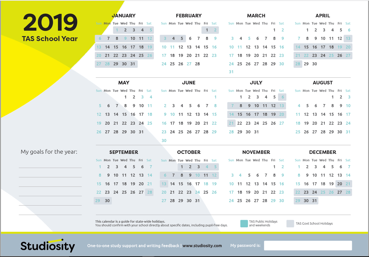 School terms and public holiday dates for TAS in 2019 | Studiosity